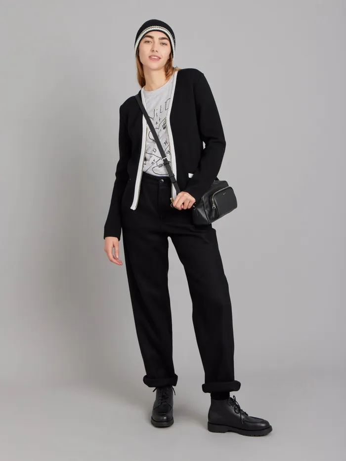 Women Agns B Jackets and Coats Black And White Merino Wool Oppo Jacket