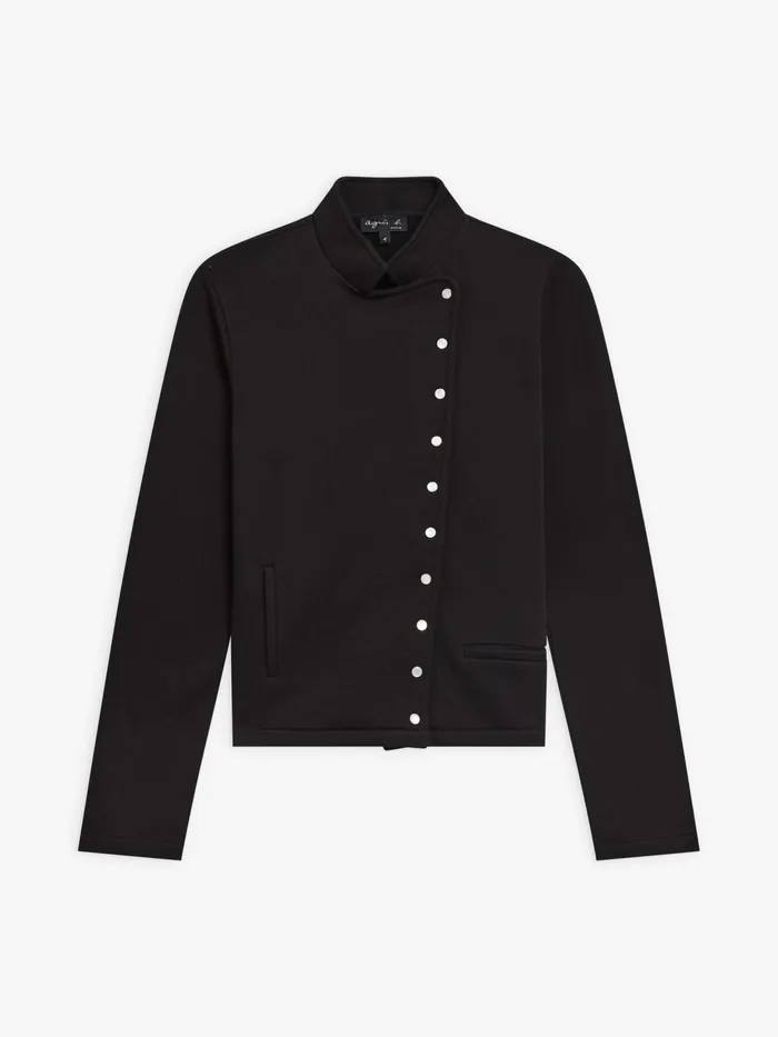 Women Agns B Jackets and Coats Black Cotton Fleece Snap Fifre Jacket
