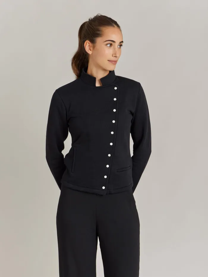 Women Agns B Jackets and Coats Black Cotton Fleece Snap Fifre Jacket