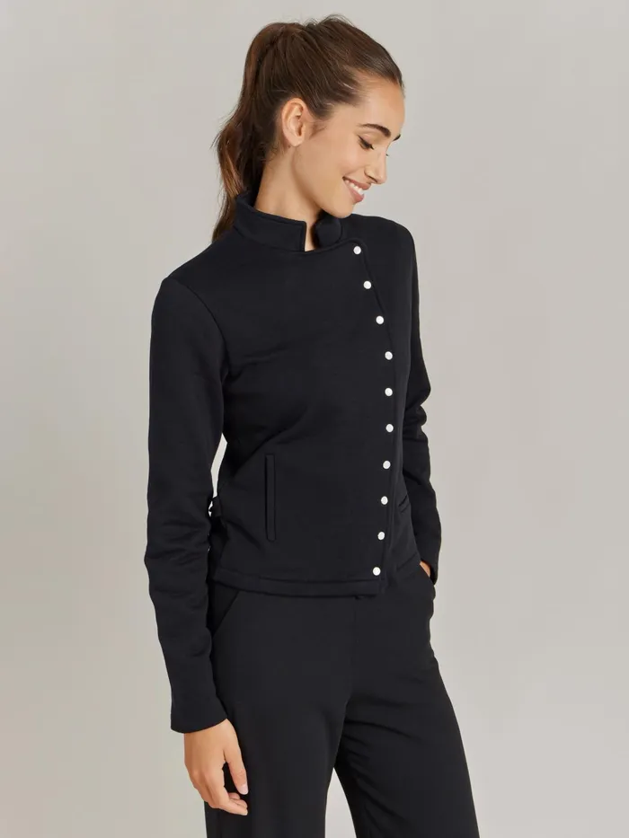 Women Agns B Jackets and Coats Black Cotton Fleece Snap Fifre Jacket