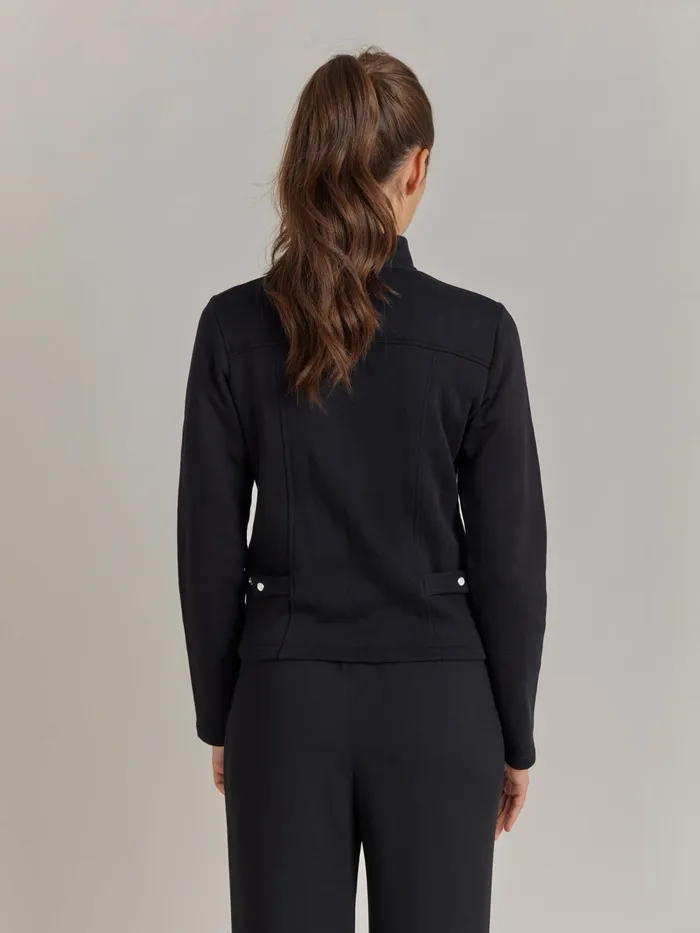 Women Agns B Jackets and Coats Black Cotton Fleece Snap Fifre Jacket