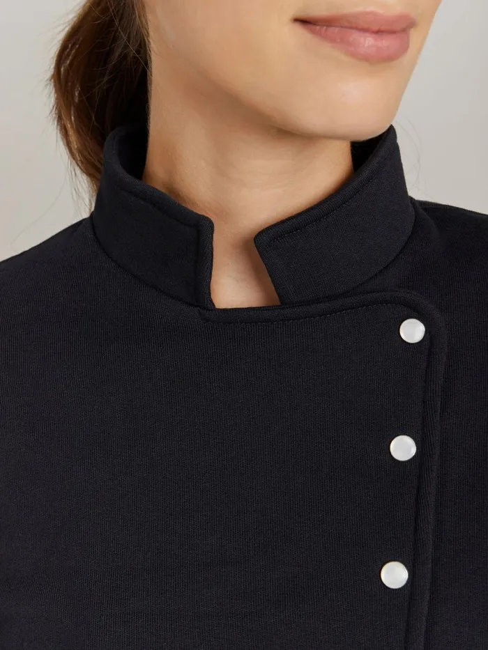 Women Agns B Jackets and Coats Black Cotton Fleece Snap Fifre Jacket