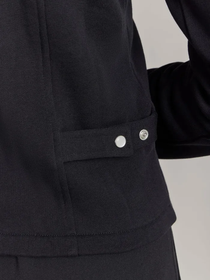 Women Agns B Jackets and Coats Black Cotton Fleece Snap Fifre Jacket