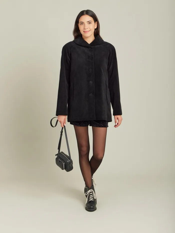 Women Agns B Jackets and Coats Black Cotton Velours Jacket