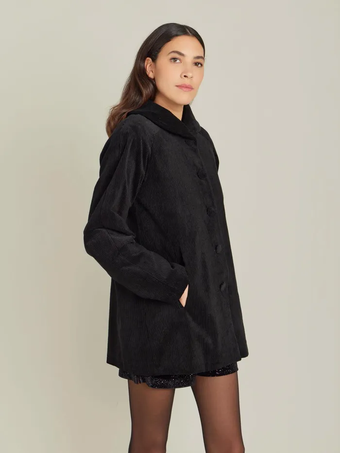 Women Agns B Jackets and Coats Black Cotton Velours Jacket