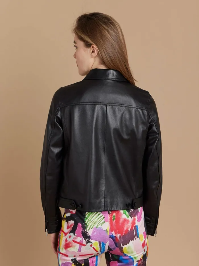 Women Agns B Jackets and Coats Black Lamb Leather Leslie Jacket