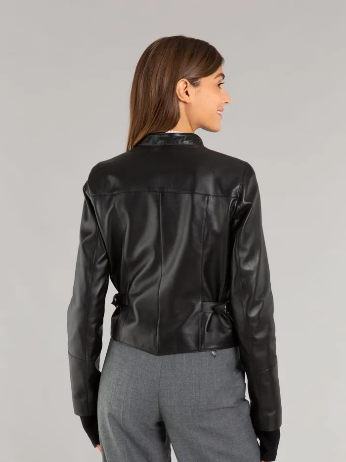 Women Agns B Jackets and Coats Black Lambskin Fifre Jacket