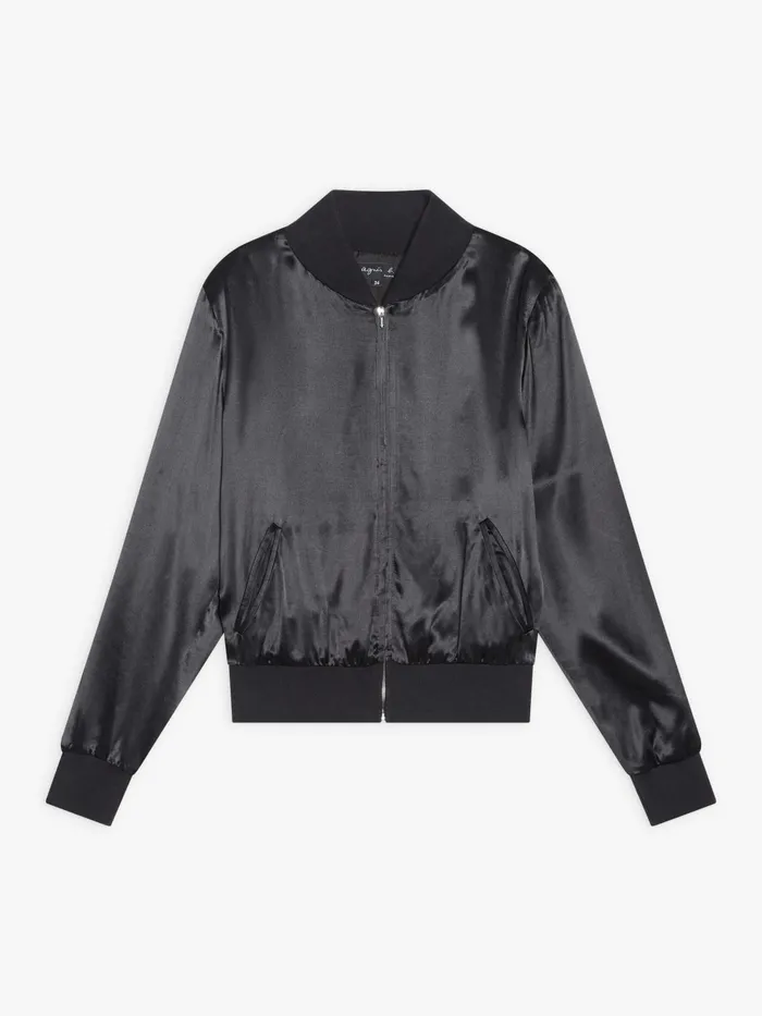 Women Agns B Jackets and Coats Black Satin Jacket