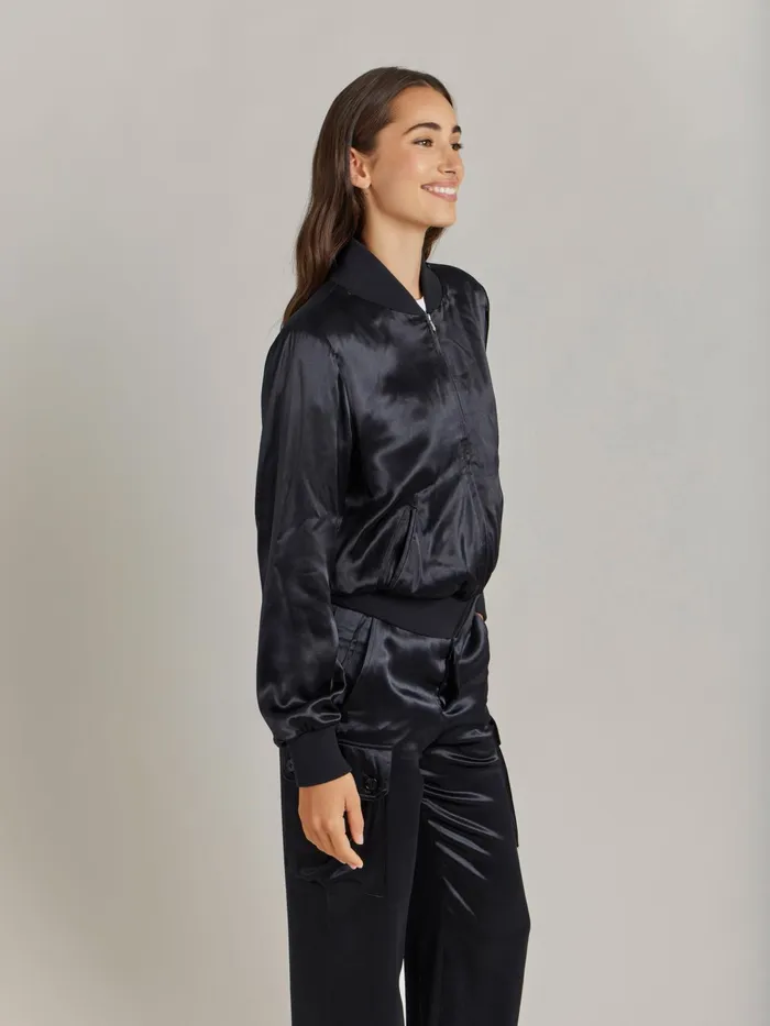 Women Agns B Jackets and Coats Black Satin Jacket