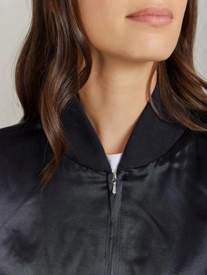 Women Agns B Jackets and Coats Black Satin Jacket