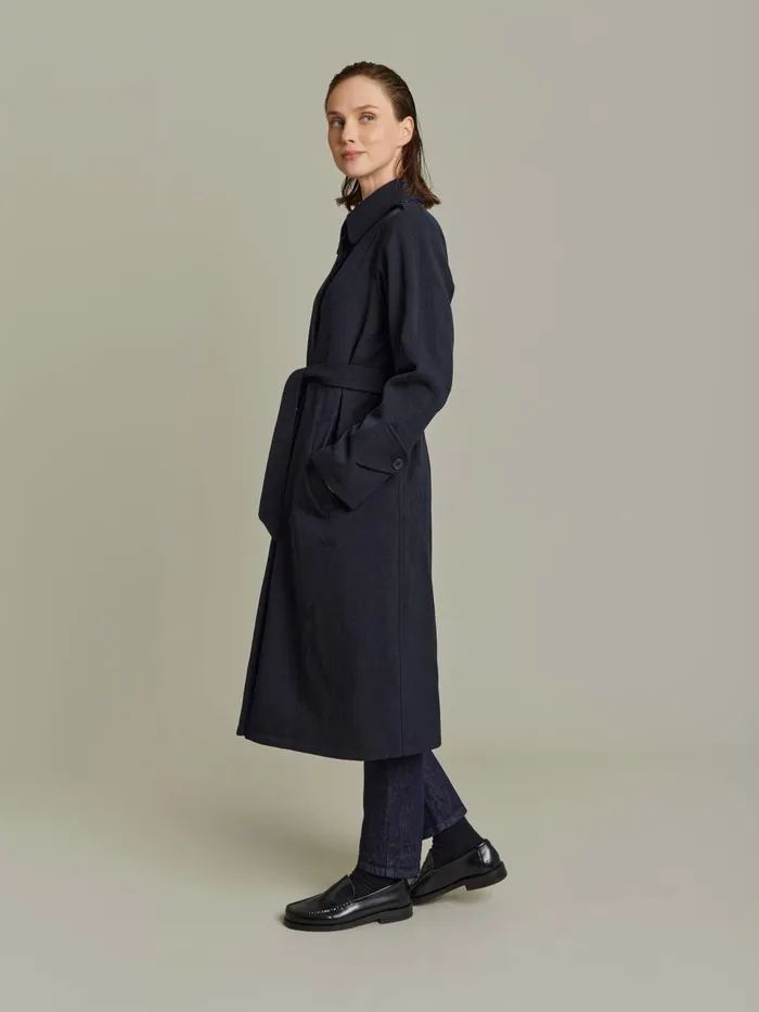 Women Agns B Jackets and Coats Black Wool Tricotine Trench Coat