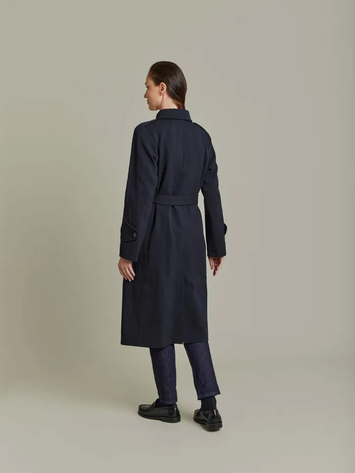 Women Agns B Jackets and Coats Black Wool Tricotine Trench Coat