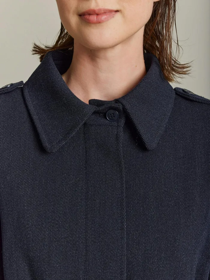Women Agns B Jackets and Coats Black Wool Tricotine Trench Coat