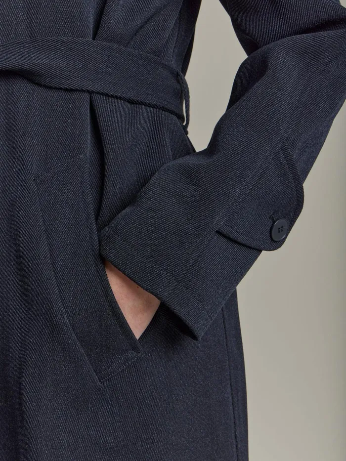 Women Agns B Jackets and Coats Black Wool Tricotine Trench Coat