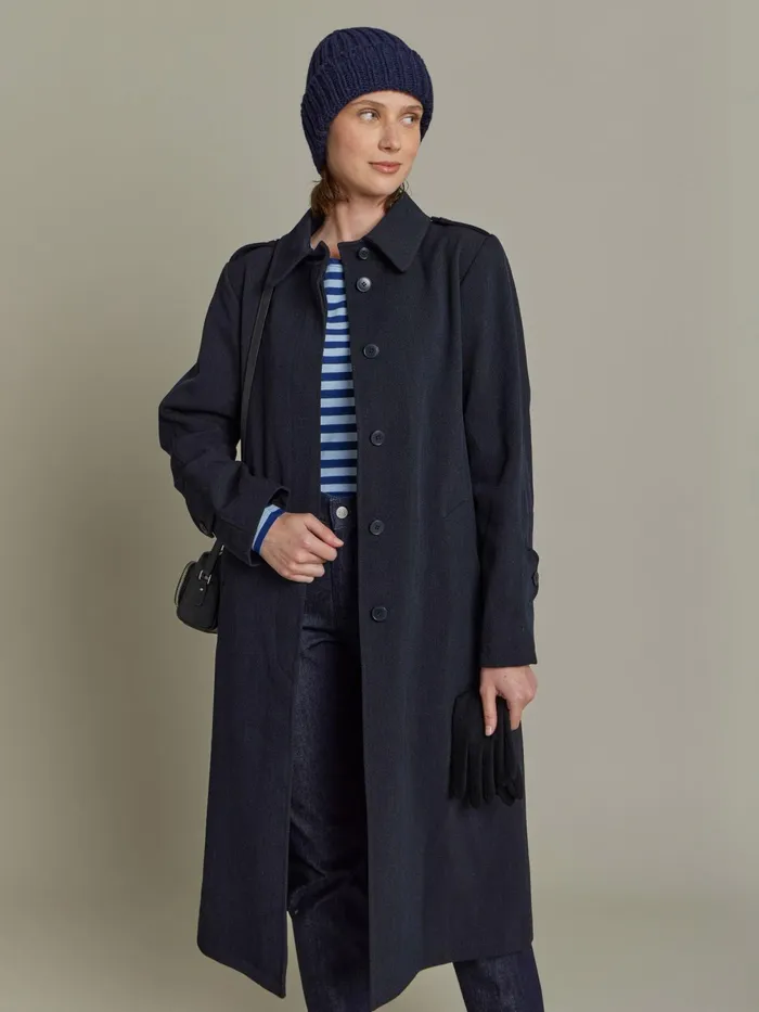 Women Agns B Jackets and Coats Black Wool Tricotine Trench Coat