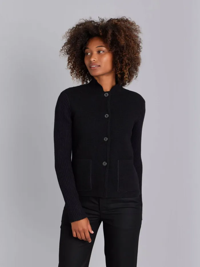 Women Agns B Jackets and Coats Black Woollen Jacket