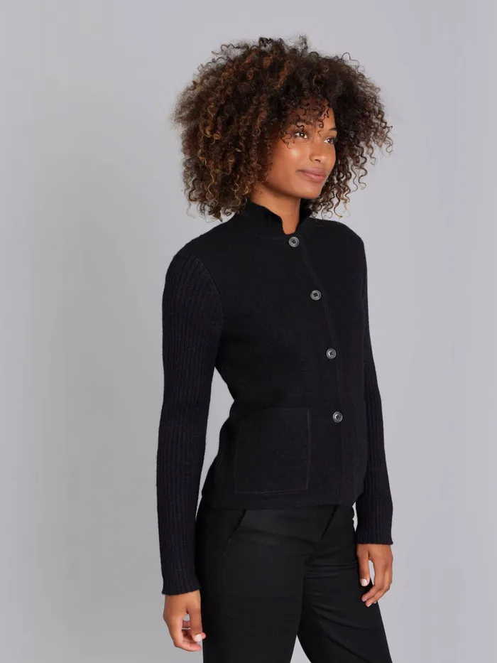 Women Agns B Jackets and Coats Black Woollen Jacket