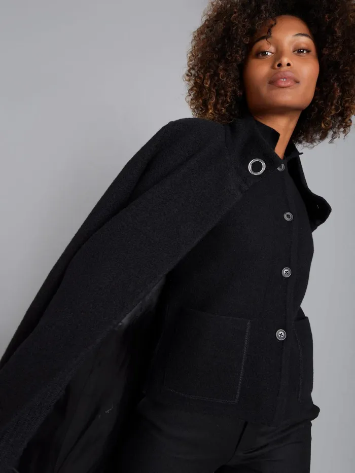 Women Agns B Jackets and Coats Black Woollen Jacket