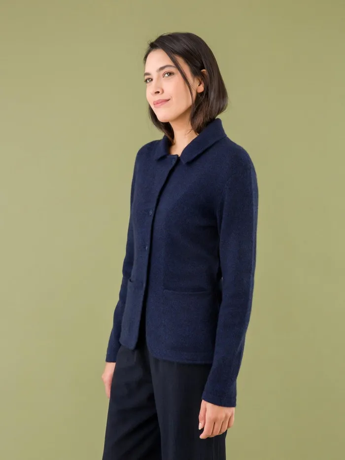 Women Agns B Jackets and Coats Blue Clifford Cashmere Jacket Made In Mongolia