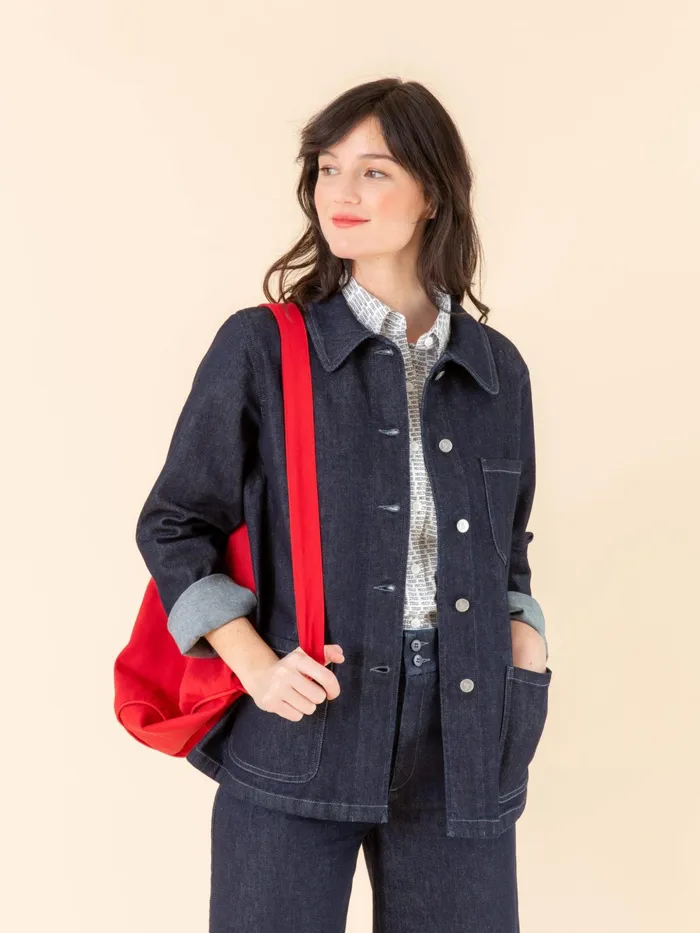 Women Agns B Jackets and Coats Blue Raw Denim Sanshui Jacket
