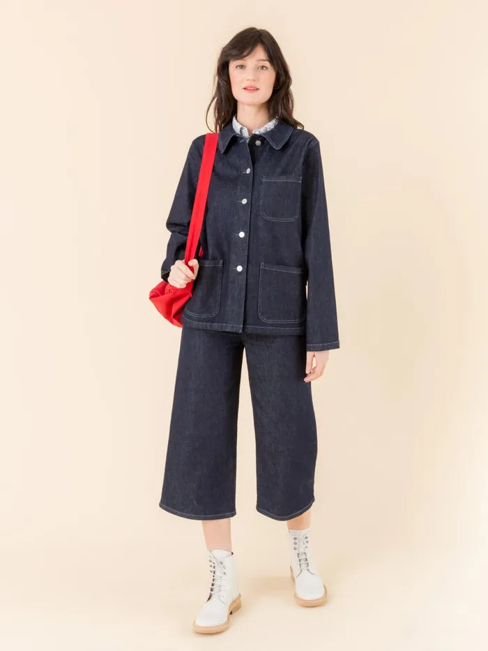 Women Agns B Jackets and Coats Blue Raw Denim Sanshui Jacket