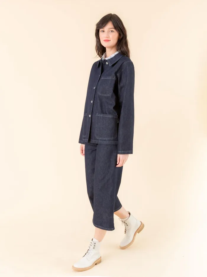 Women Agns B Jackets and Coats Blue Raw Denim Sanshui Jacket