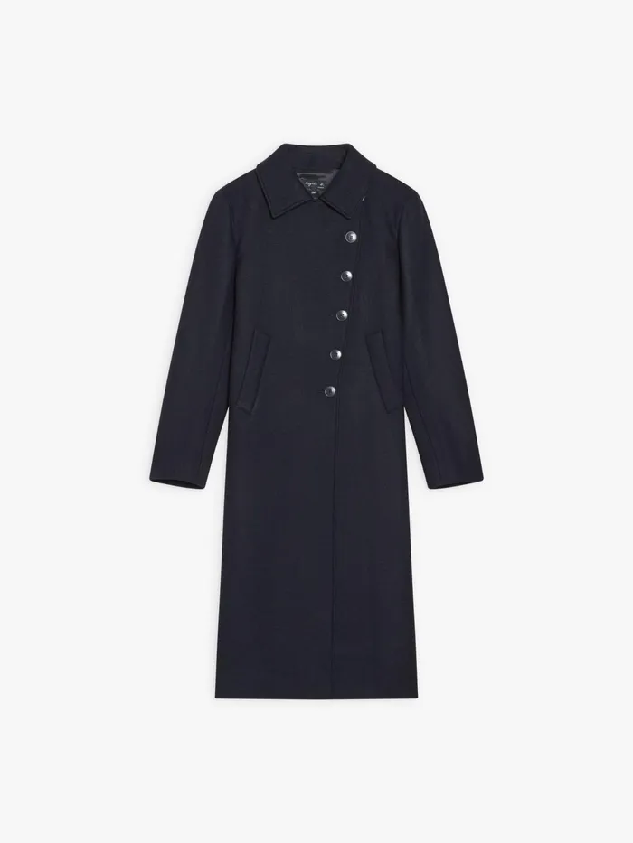 Women Agns B Jackets and Coats Blue Wool Twill Coat