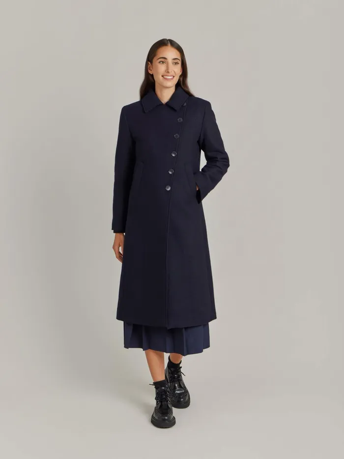 Women Agns B Jackets and Coats Blue Wool Twill Coat