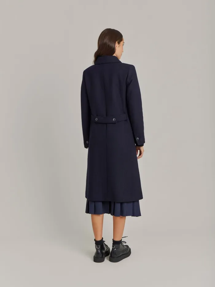 Women Agns B Jackets and Coats Blue Wool Twill Coat