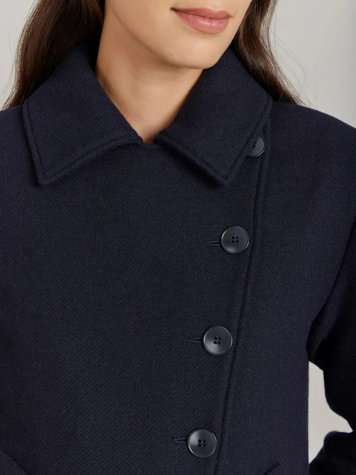 Women Agns B Jackets and Coats Blue Wool Twill Coat