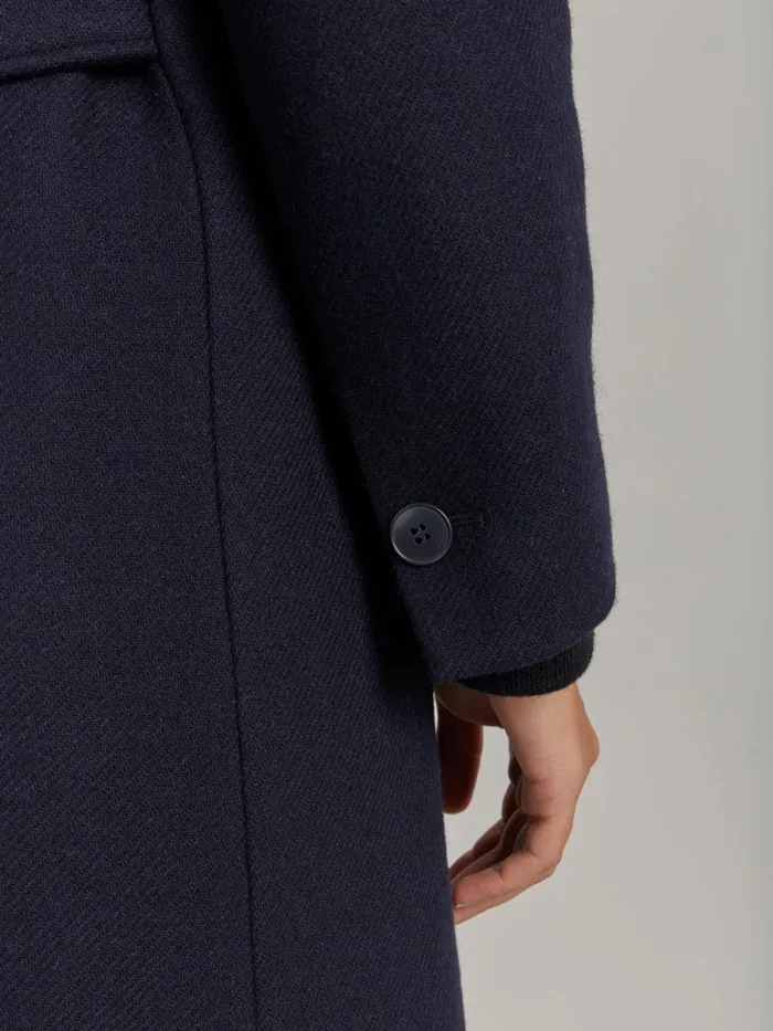 Women Agns B Jackets and Coats Blue Wool Twill Coat