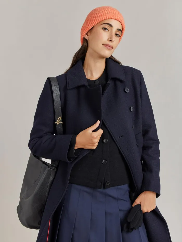 Women Agns B Jackets and Coats Blue Wool Twill Coat