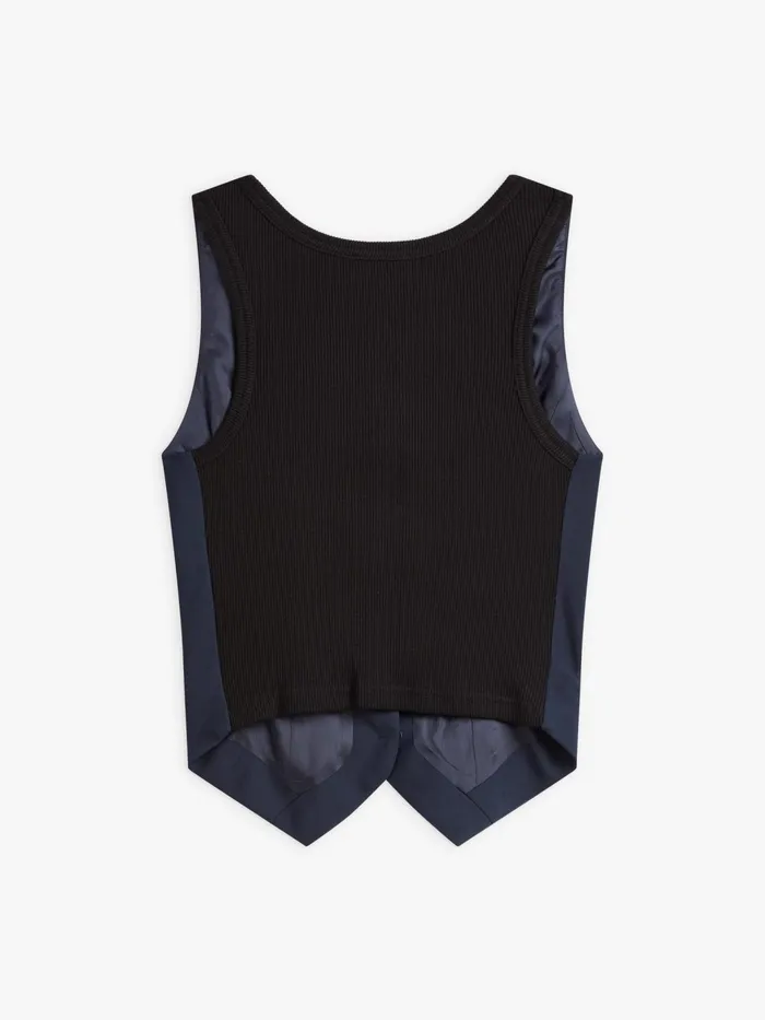 Women Agns B Jackets and Coats Blue Worsted Wool Vivien Waistcoat