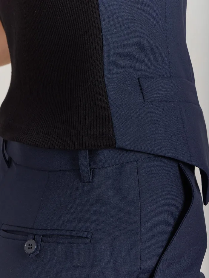 Women Agns B Jackets and Coats Blue Worsted Wool Vivien Waistcoat
