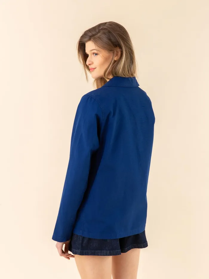 Women Agns B Jackets and Coats Dark Blue Washed Cotton Sanshui Jacket