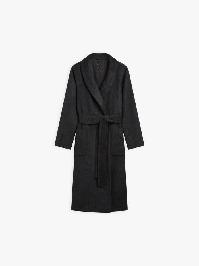 Women Agns B Jackets and Coats Dark Grey Wool And Alpaca Coat