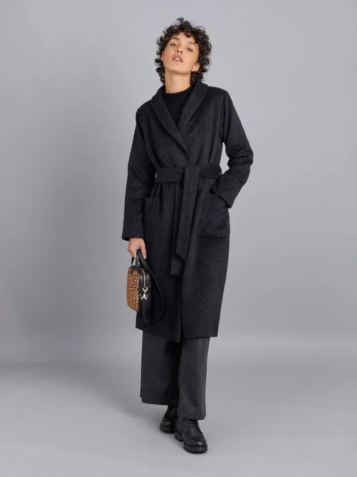 Women Agns B Jackets and Coats Dark Grey Wool And Alpaca Coat