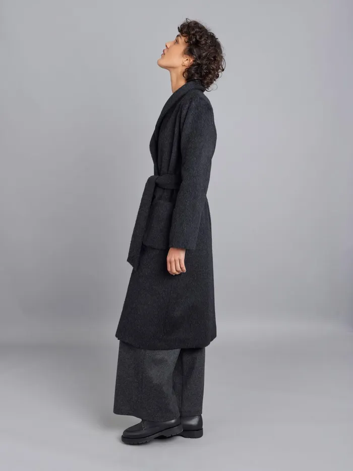 Women Agns B Jackets and Coats Dark Grey Wool And Alpaca Coat