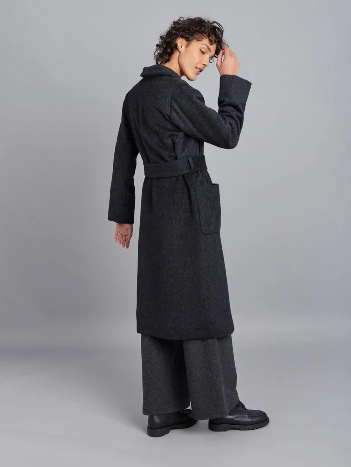 Women Agns B Jackets and Coats Dark Grey Wool And Alpaca Coat