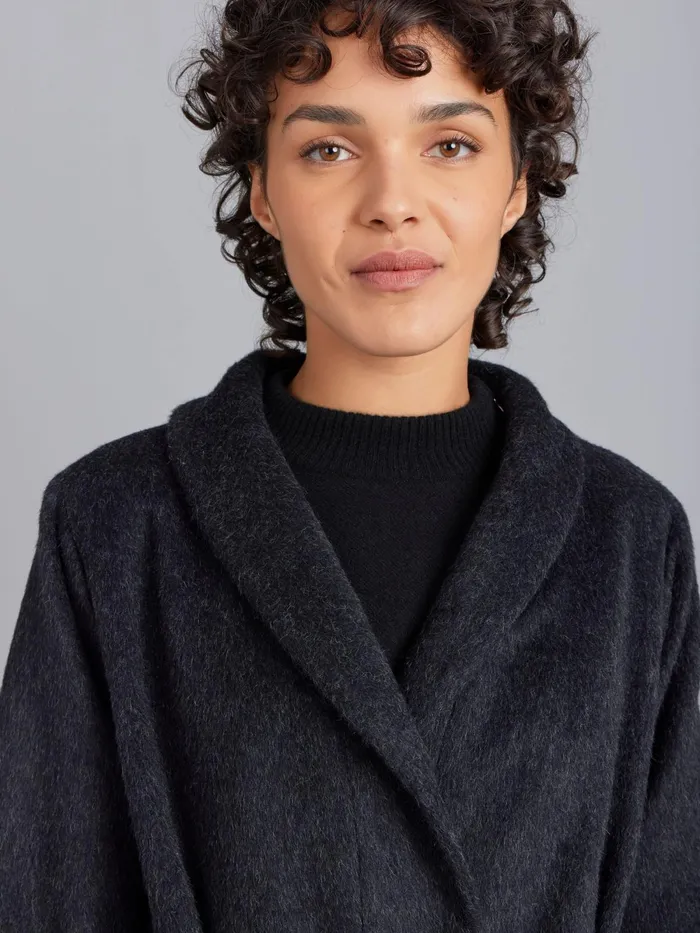 Women Agns B Jackets and Coats Dark Grey Wool And Alpaca Coat
