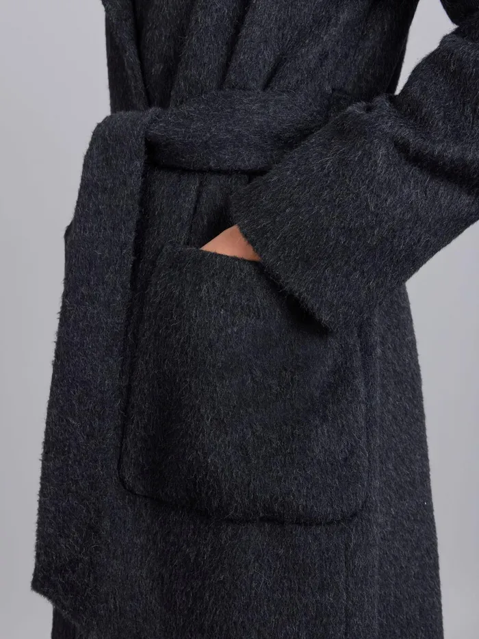 Women Agns B Jackets and Coats Dark Grey Wool And Alpaca Coat