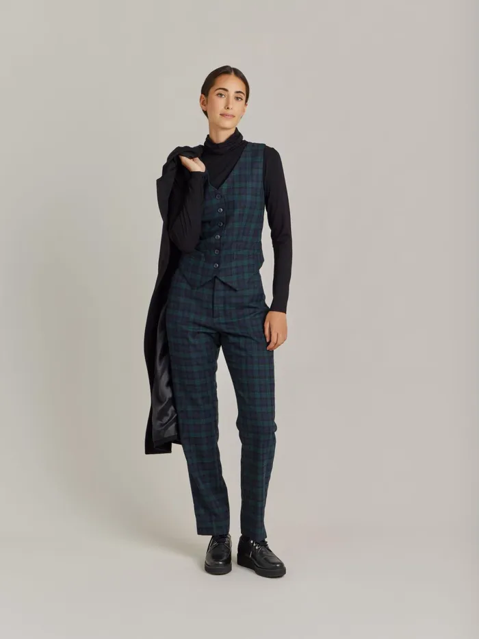 Women Agns B Jackets and Coats Green Wool Checked Vivian Waistcoat