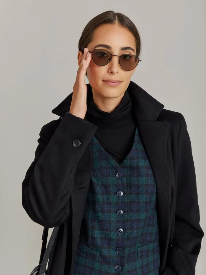 Women Agns B Jackets and Coats Green Wool Checked Vivian Waistcoat