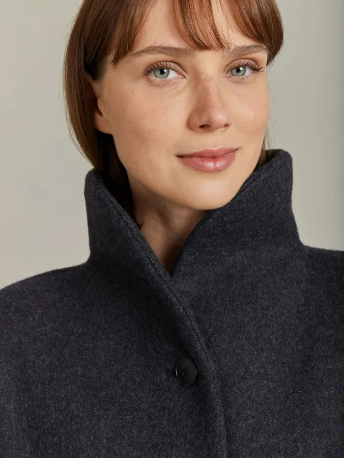 Women Agns B Jackets and Coats Grey Wool Leicester Coat