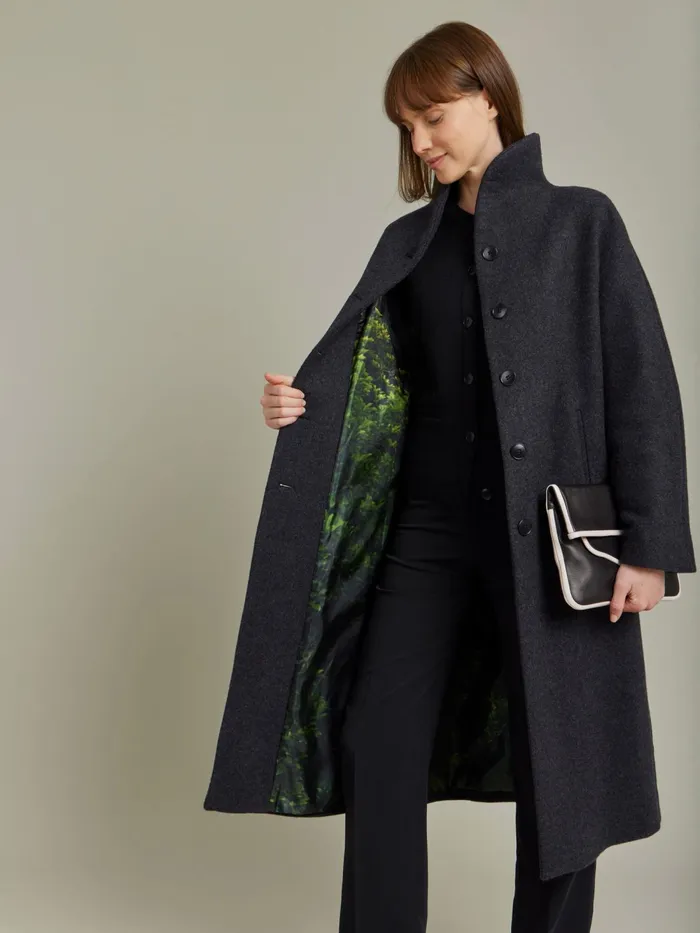 Women Agns B Jackets and Coats Grey Wool Leicester Coat