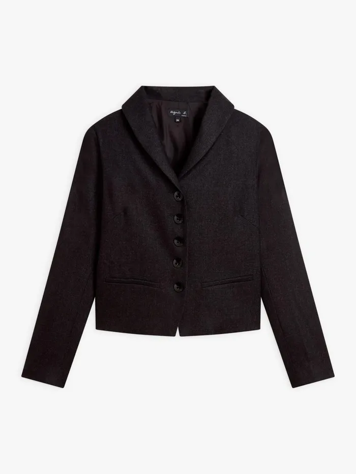 Women Agns B Jackets and Coats Grey Wool Tweed Fitted Jacket