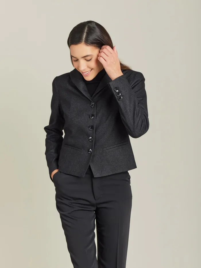 Women Agns B Jackets and Coats Grey Wool Tweed Fitted Jacket