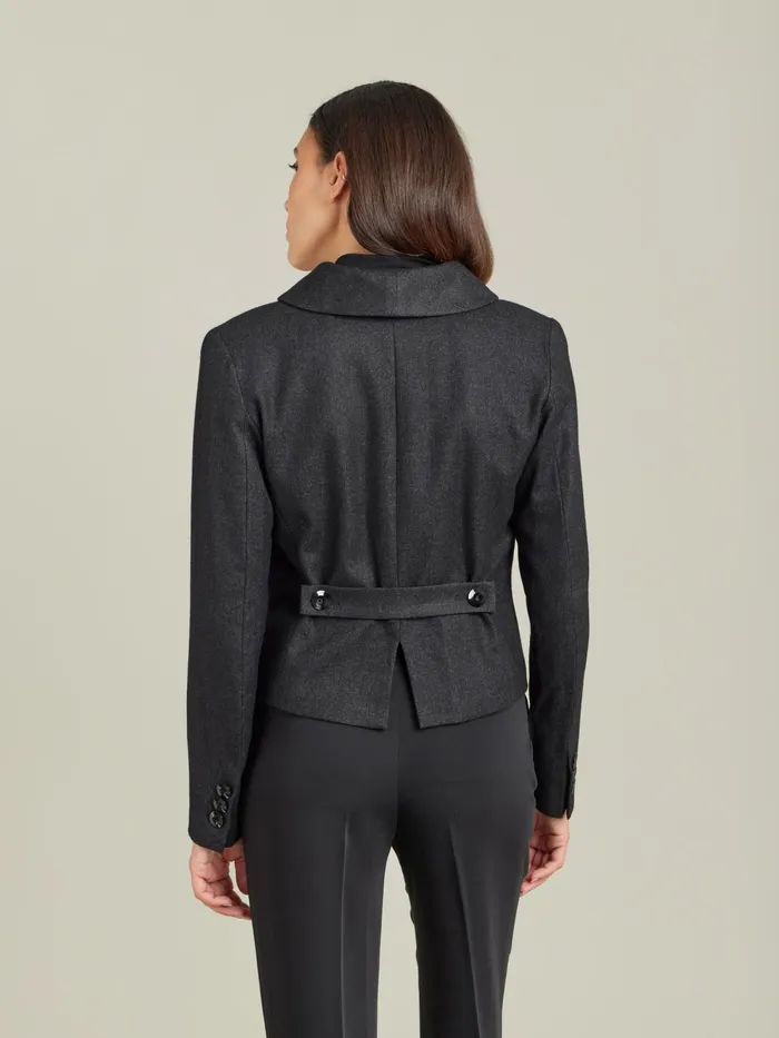 Women Agns B Jackets and Coats Grey Wool Tweed Fitted Jacket