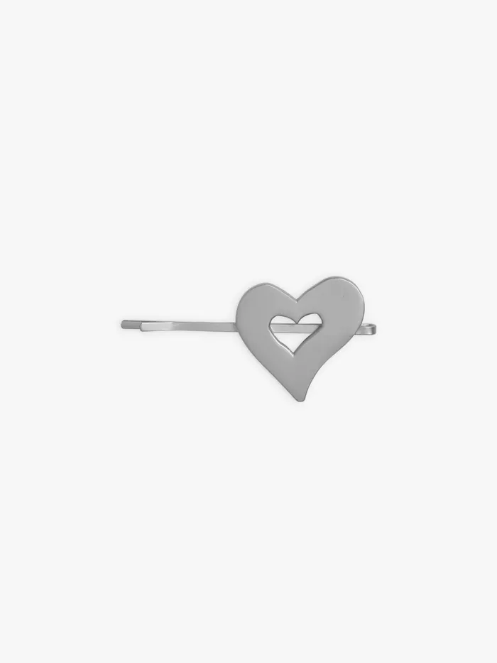 Women Agns B Jewellery and Watches Silver Brass Openwork Coeur Hair Clip
