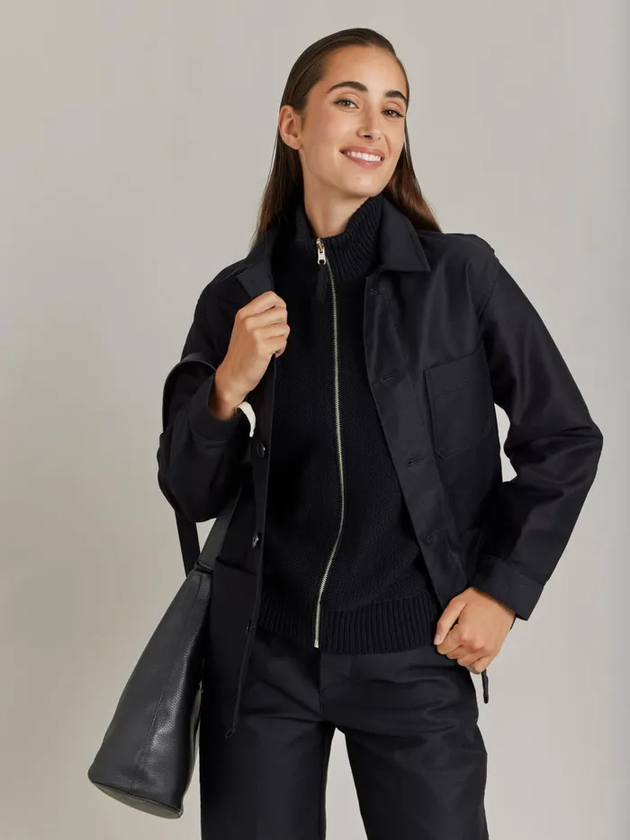 Women Agns B Jumpers Black Cotton Jersey Reversible Jacket